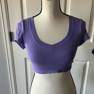 SHEIN Purple Fitted Crop T-Shirt